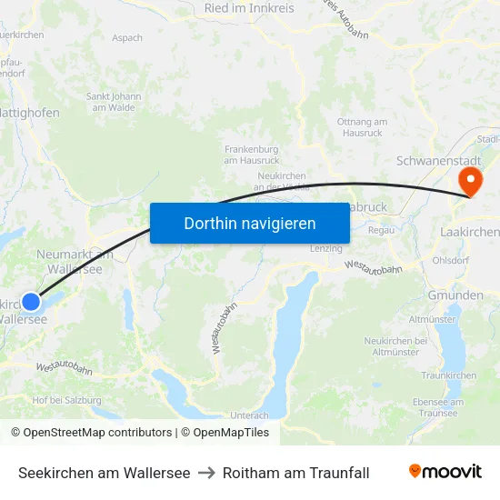 Seekirchen am Wallersee to Roitham am Traunfall map