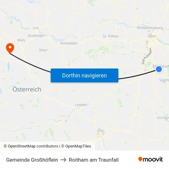 Gemeinde Großhöflein to Roitham am Traunfall map