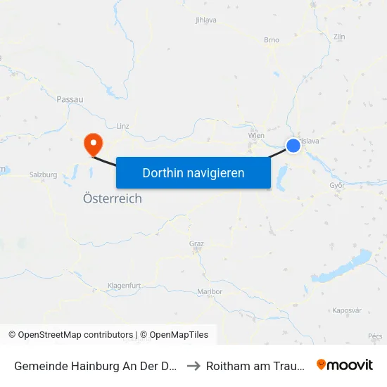 Gemeinde Hainburg An Der Donau to Roitham am Traunfall map