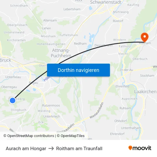 Aurach am Hongar to Roitham am Traunfall map