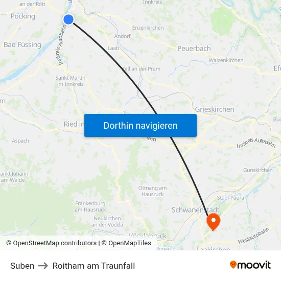 Suben to Roitham am Traunfall map