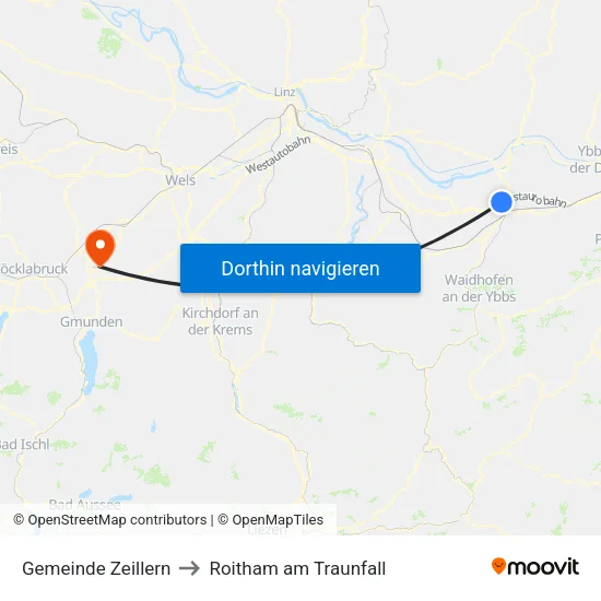 Gemeinde Zeillern to Roitham am Traunfall map