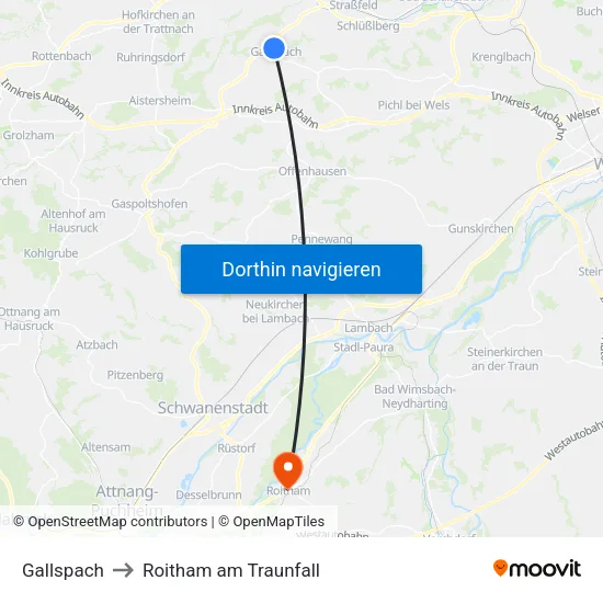 Gallspach to Roitham am Traunfall map