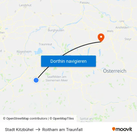 Stadt Kitzbühel to Roitham am Traunfall map