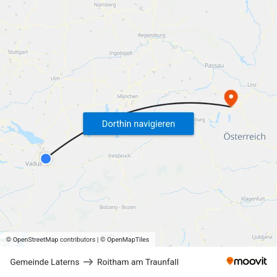 Gemeinde Laterns to Roitham am Traunfall map
