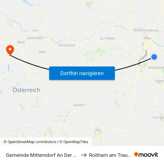Gemeinde Mitterndorf An Der Fischa to Roitham am Traunfall map