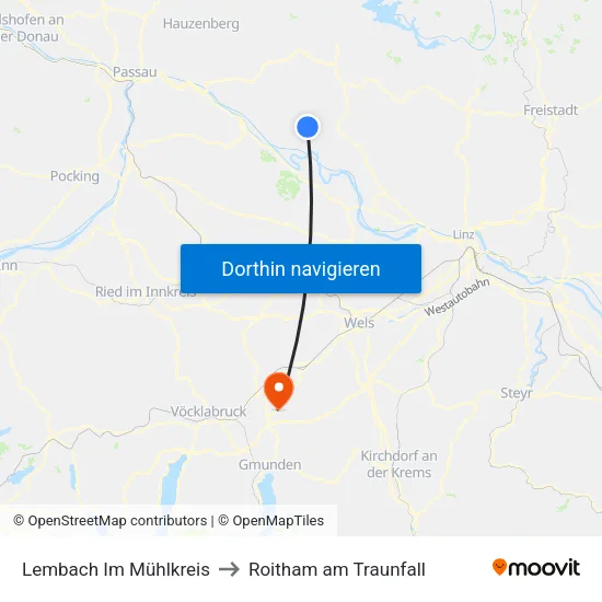 Lembach Im Mühlkreis to Roitham am Traunfall map