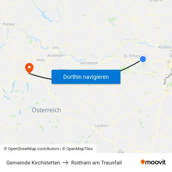 Gemeinde Kirchstetten to Roitham am Traunfall map
