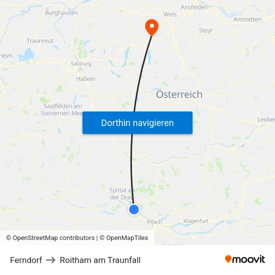 Ferndorf to Roitham am Traunfall map