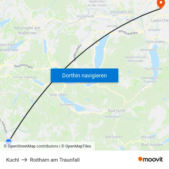 Kuchl to Roitham am Traunfall map