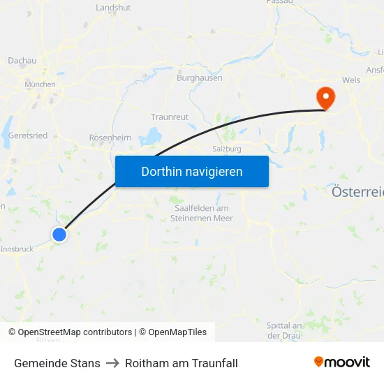 Gemeinde Stans to Roitham am Traunfall map