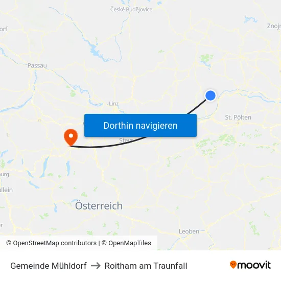 Gemeinde Mühldorf to Roitham am Traunfall map