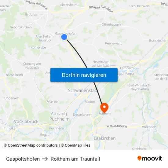 Gaspoltshofen to Roitham am Traunfall map