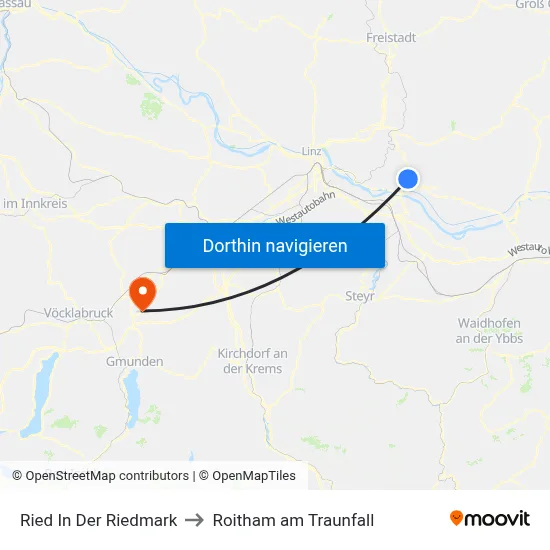 Ried In Der Riedmark to Roitham am Traunfall map