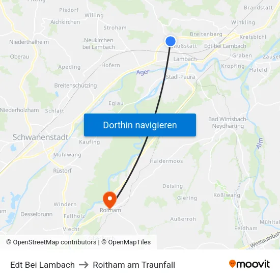 Edt Bei Lambach to Roitham am Traunfall map