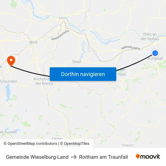Gemeinde Wieselburg-Land to Roitham am Traunfall map