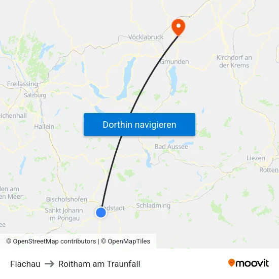 Flachau to Roitham am Traunfall map