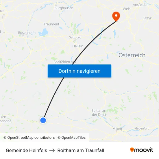 Gemeinde Heinfels to Roitham am Traunfall map