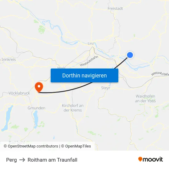 Perg to Roitham am Traunfall map