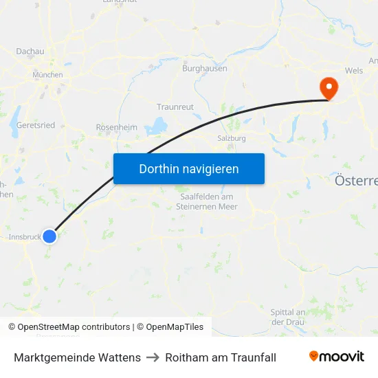 Marktgemeinde Wattens to Roitham am Traunfall map