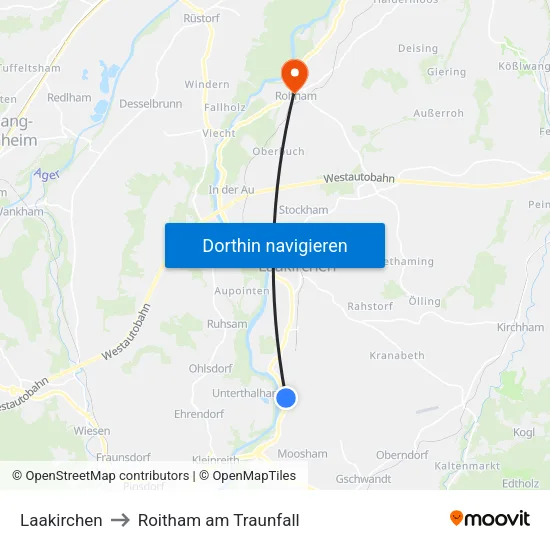 Laakirchen to Roitham am Traunfall map