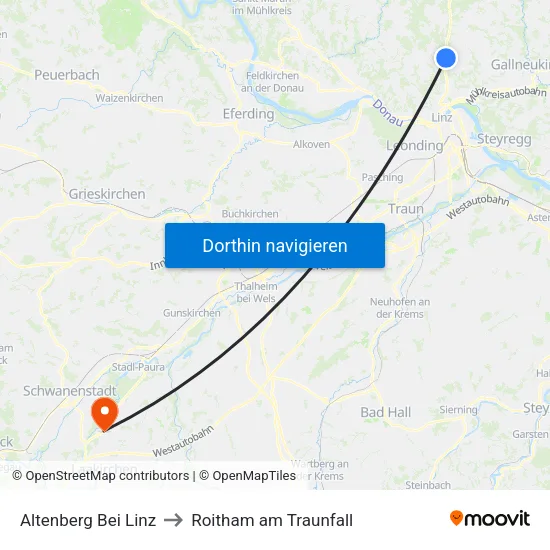 Altenberg Bei Linz to Roitham am Traunfall map