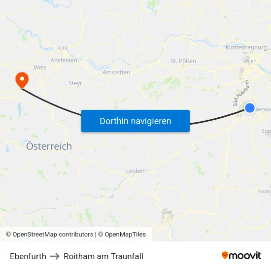 Ebenfurth to Roitham am Traunfall map