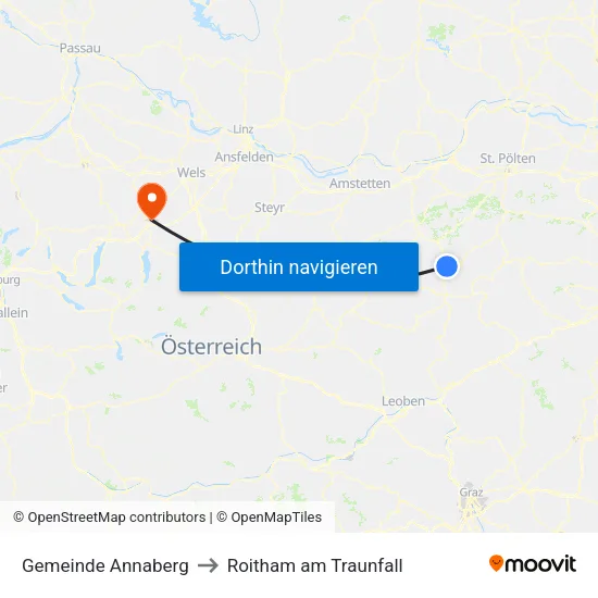 Gemeinde Annaberg to Roitham am Traunfall map