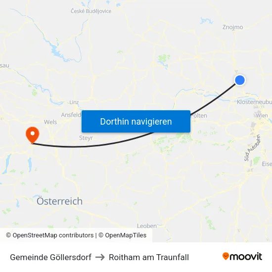 Gemeinde Göllersdorf to Roitham am Traunfall map