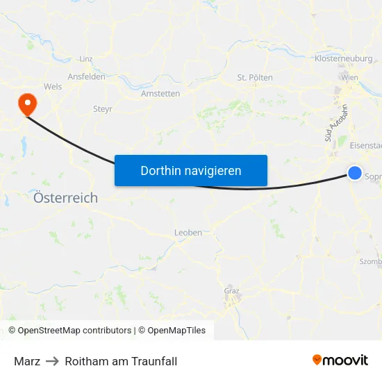 Marz to Roitham am Traunfall map