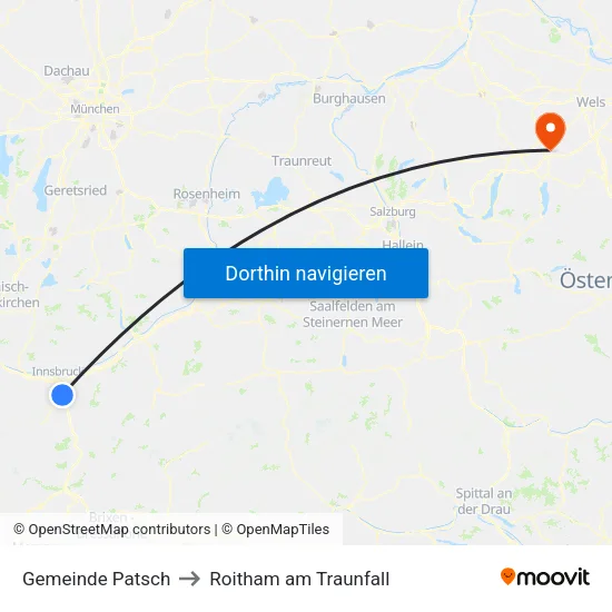 Gemeinde Patsch to Roitham am Traunfall map