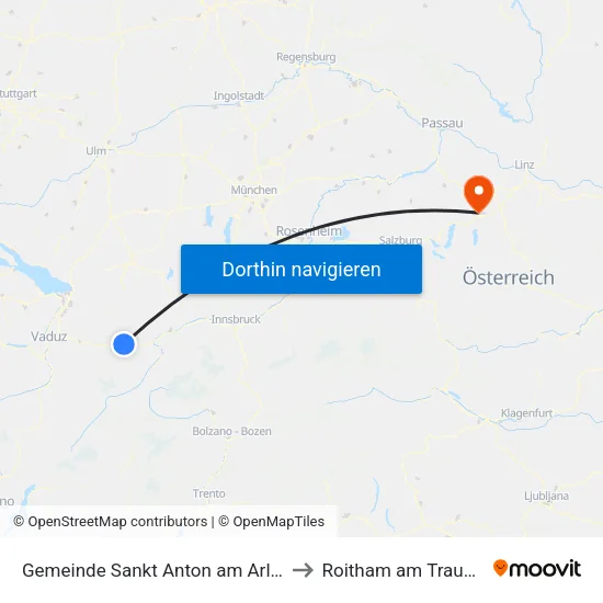 Gemeinde Sankt Anton am Arlberg to Roitham am Traunfall map