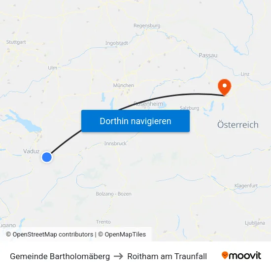 Gemeinde Bartholomäberg to Roitham am Traunfall map