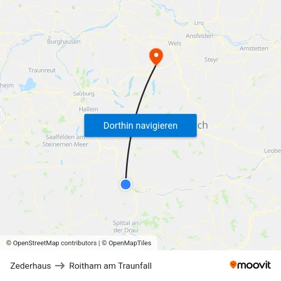 Zederhaus to Roitham am Traunfall map