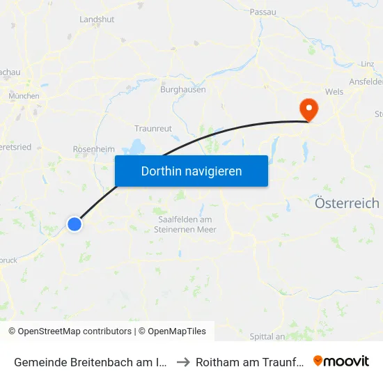 Gemeinde Breitenbach am Inn to Roitham am Traunfall map