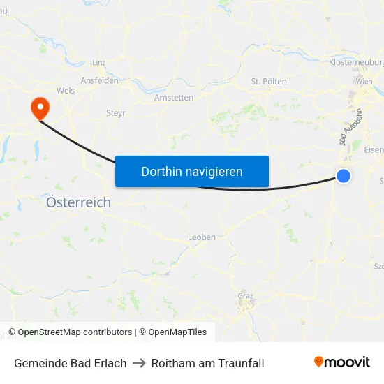 Gemeinde Bad Erlach to Roitham am Traunfall map