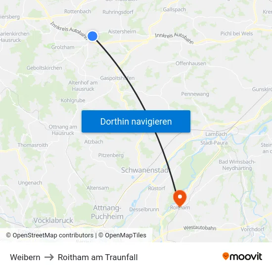 Weibern to Roitham am Traunfall map