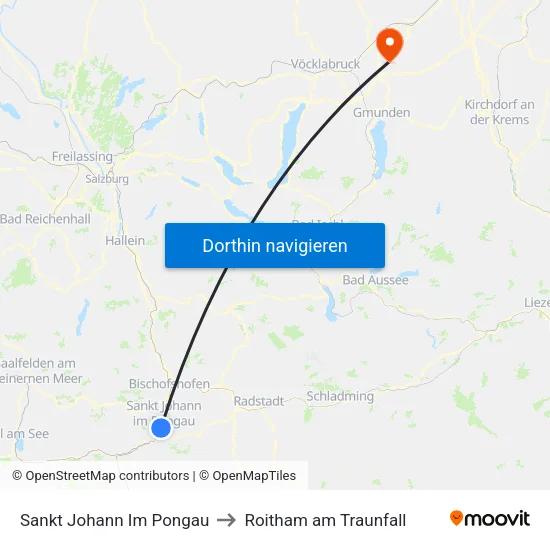 Sankt Johann Im Pongau to Roitham am Traunfall map