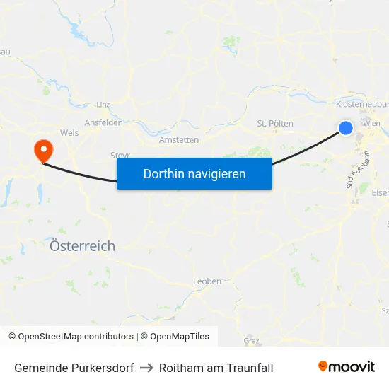 Gemeinde Purkersdorf to Roitham am Traunfall map