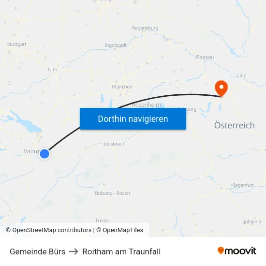 Gemeinde Bürs to Roitham am Traunfall map