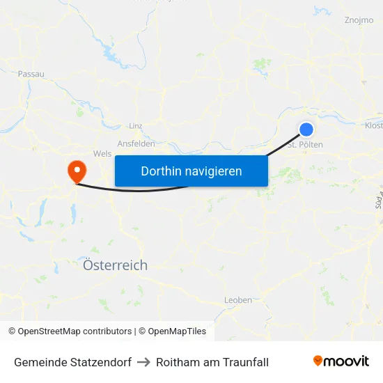 Gemeinde Statzendorf to Roitham am Traunfall map