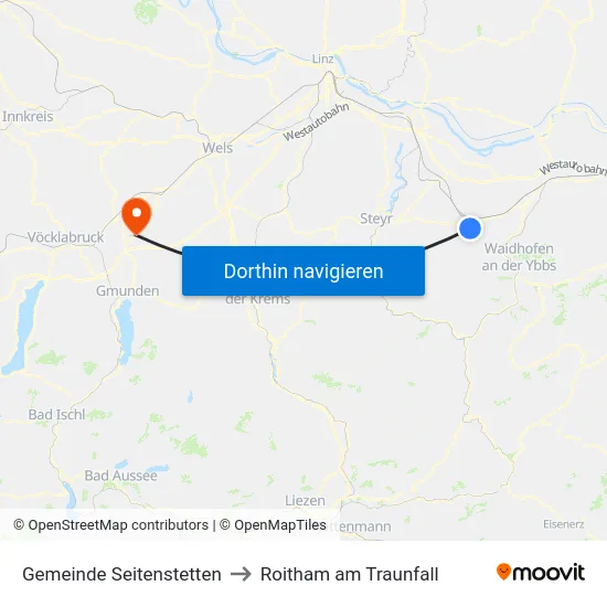 Gemeinde Seitenstetten to Roitham am Traunfall map