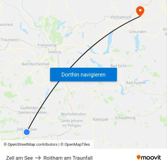 Zell am See to Roitham am Traunfall map