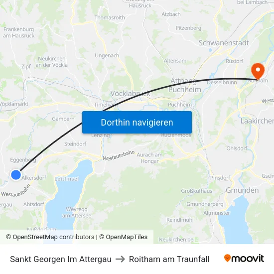 Sankt Georgen Im Attergau to Roitham am Traunfall map