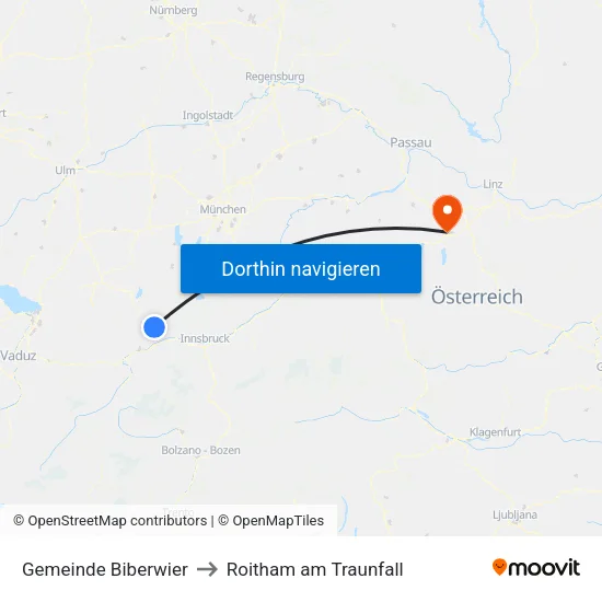 Gemeinde Biberwier to Roitham am Traunfall map