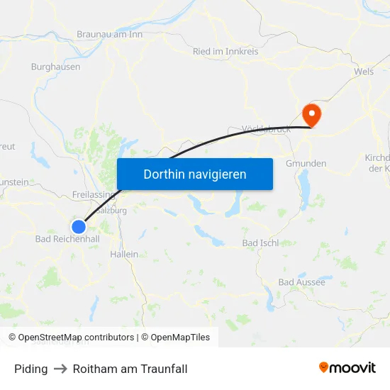 Piding to Roitham am Traunfall map