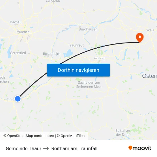 Gemeinde Thaur to Roitham am Traunfall map
