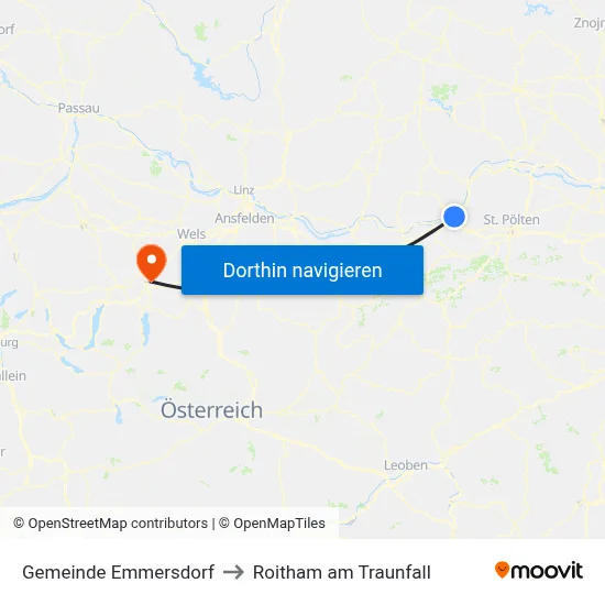 Gemeinde Emmersdorf to Roitham am Traunfall map