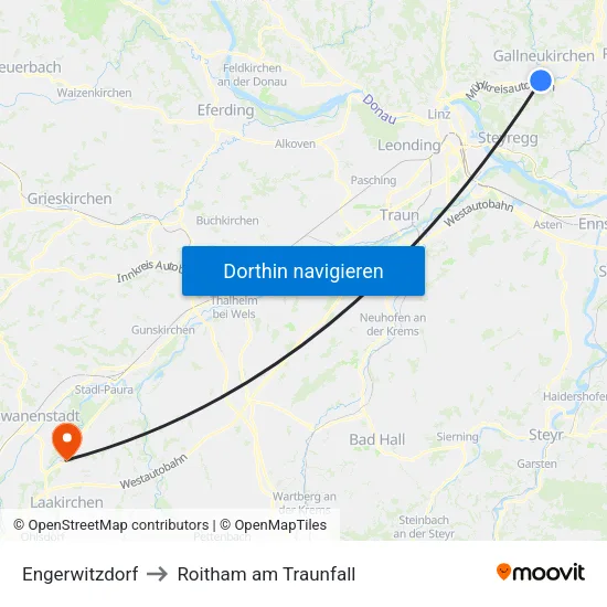 Engerwitzdorf to Roitham am Traunfall map