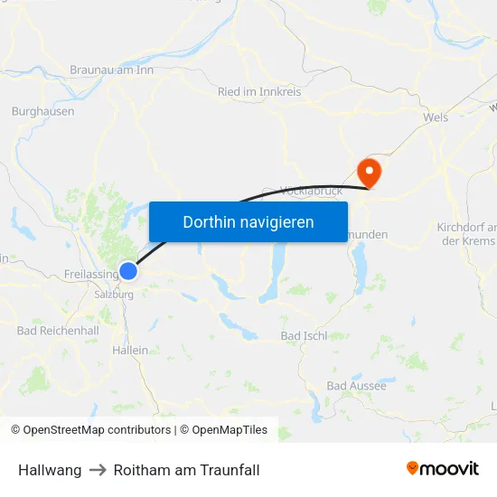 Hallwang to Roitham am Traunfall map